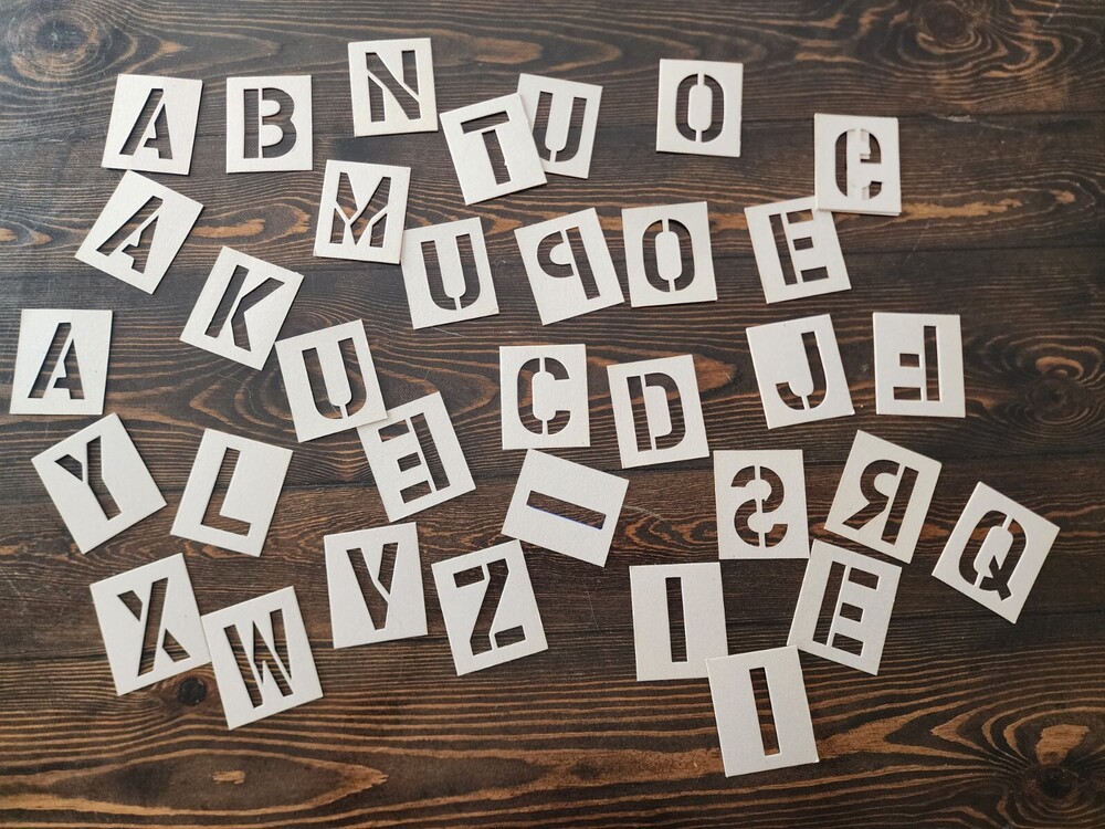 Cardboard Crafting Stencils - 2.5"x3" Complete Letters Alphabet Extra Letters 23